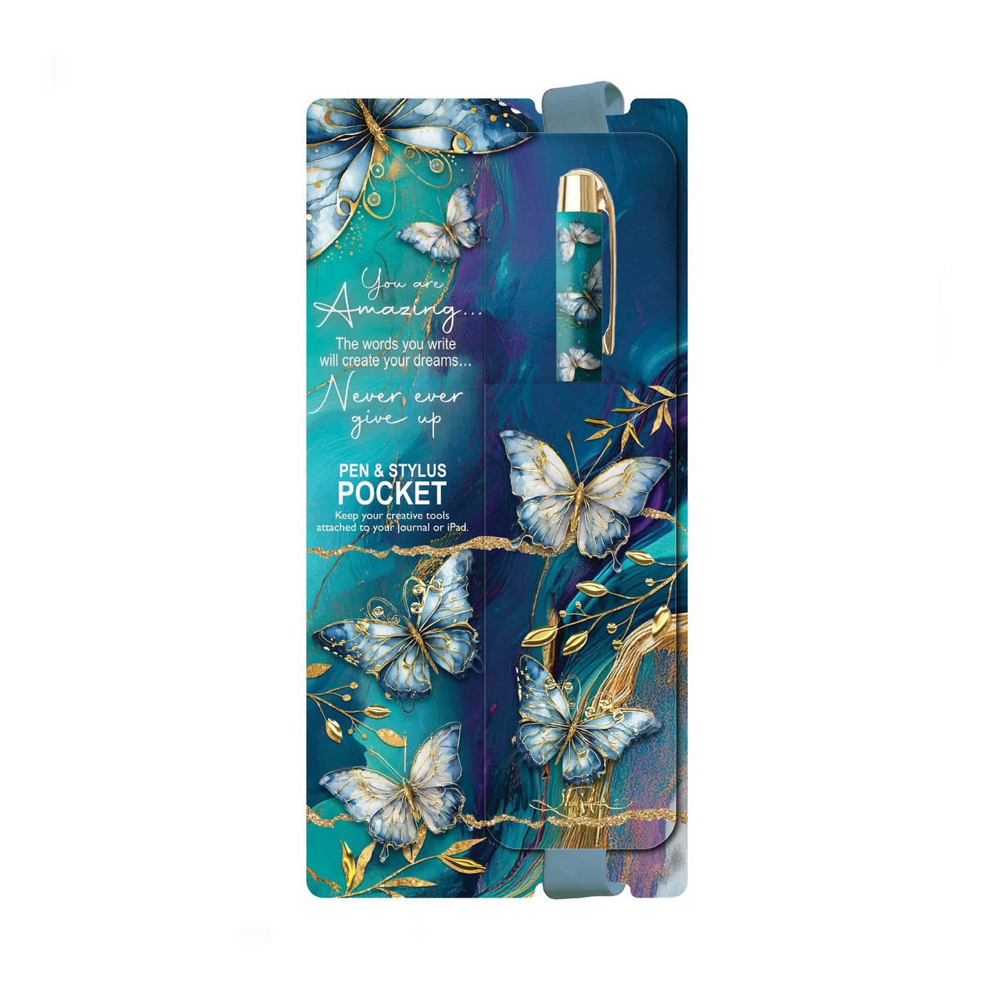 Pen & Stylus Pocket - Tranquil Butterflies