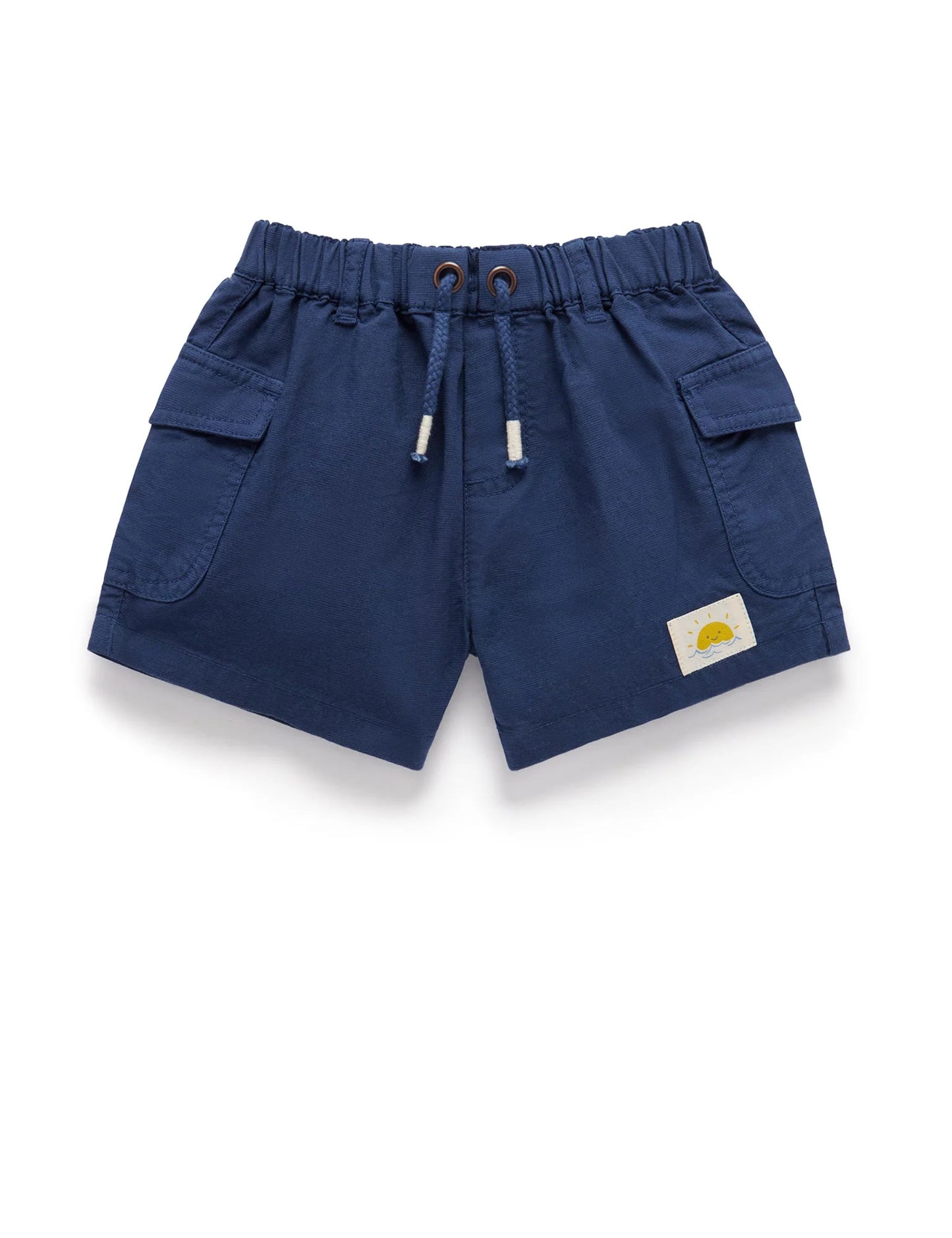 Navy Linen Blend Shorts