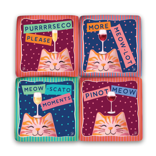 Resin Coasters - Winey Cat (Sassy Cat)