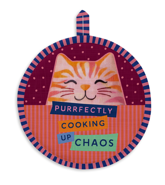 Purrfectly Cooking Up Chaos Pot Holder