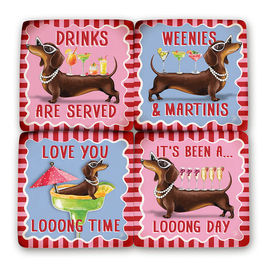 Resin Coasters - Dashing Drinks (Dachshund)