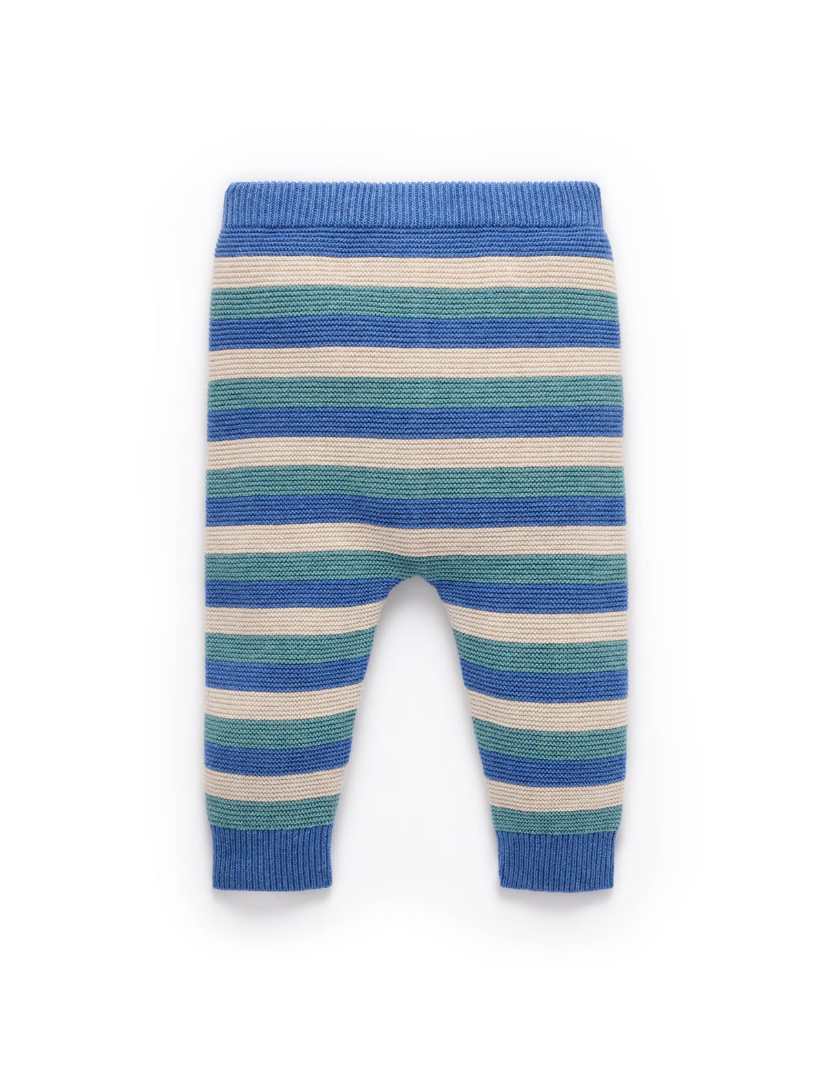 Blue Striped Knitted Leggings