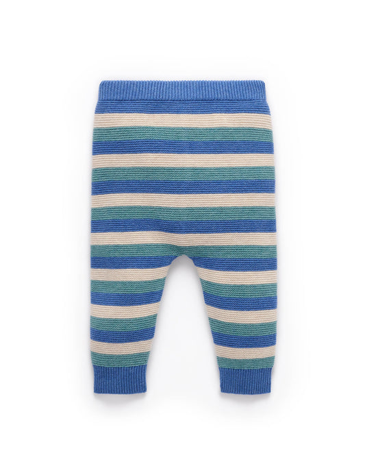 Blue Striped Knitted Leggings