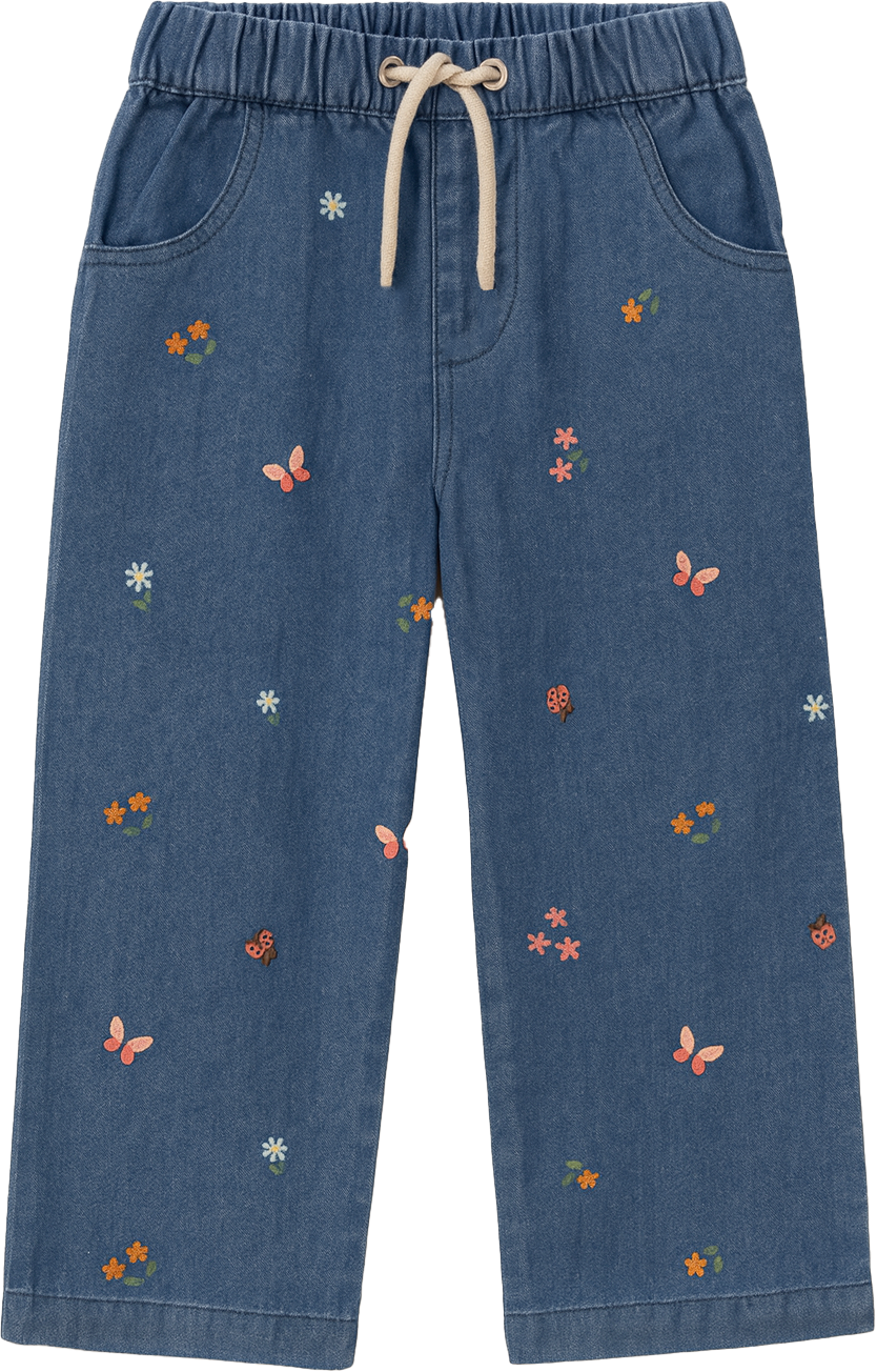 Butterfly Embroidered Pull On Jeans