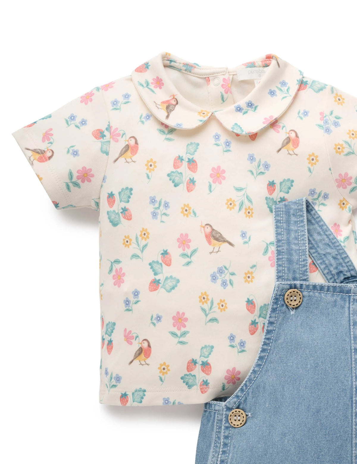 Strawberry Denim Overall Set