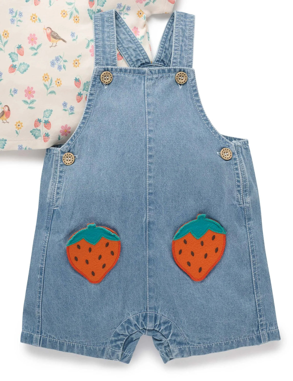 Strawberry Denim Overall Set