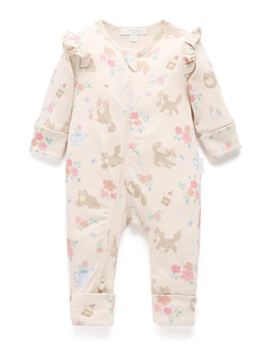 Garden Kitten Printed Zip Growsuit