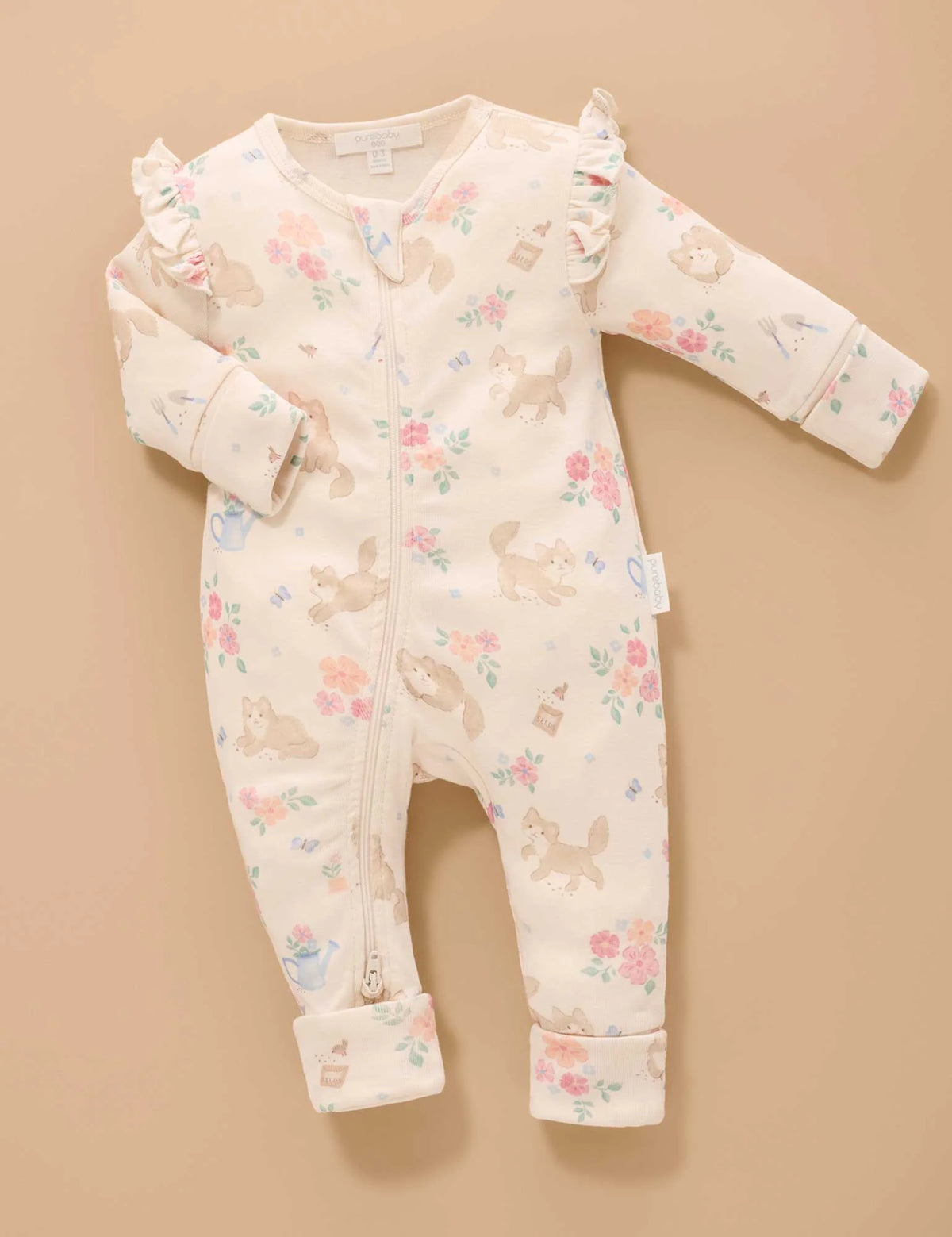 Garden Kitten Printed Zip Growsuit