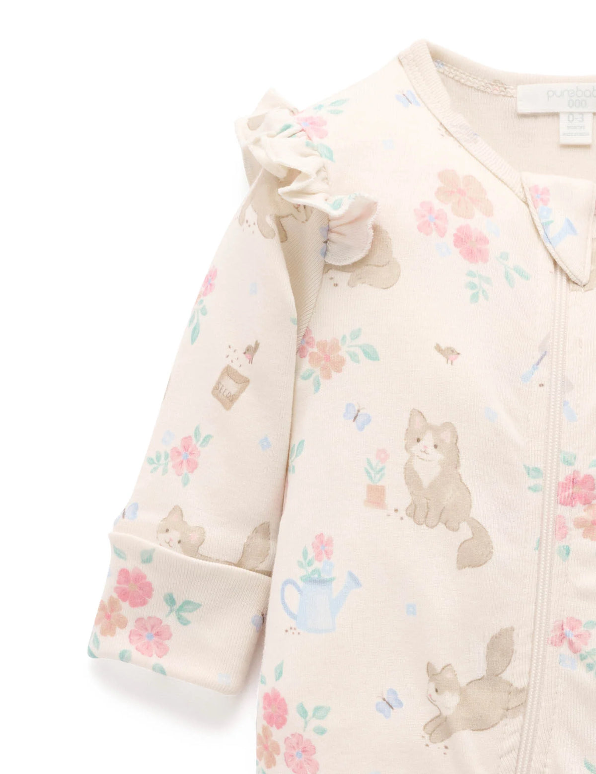 Garden Kitten Printed Zip Growsuit