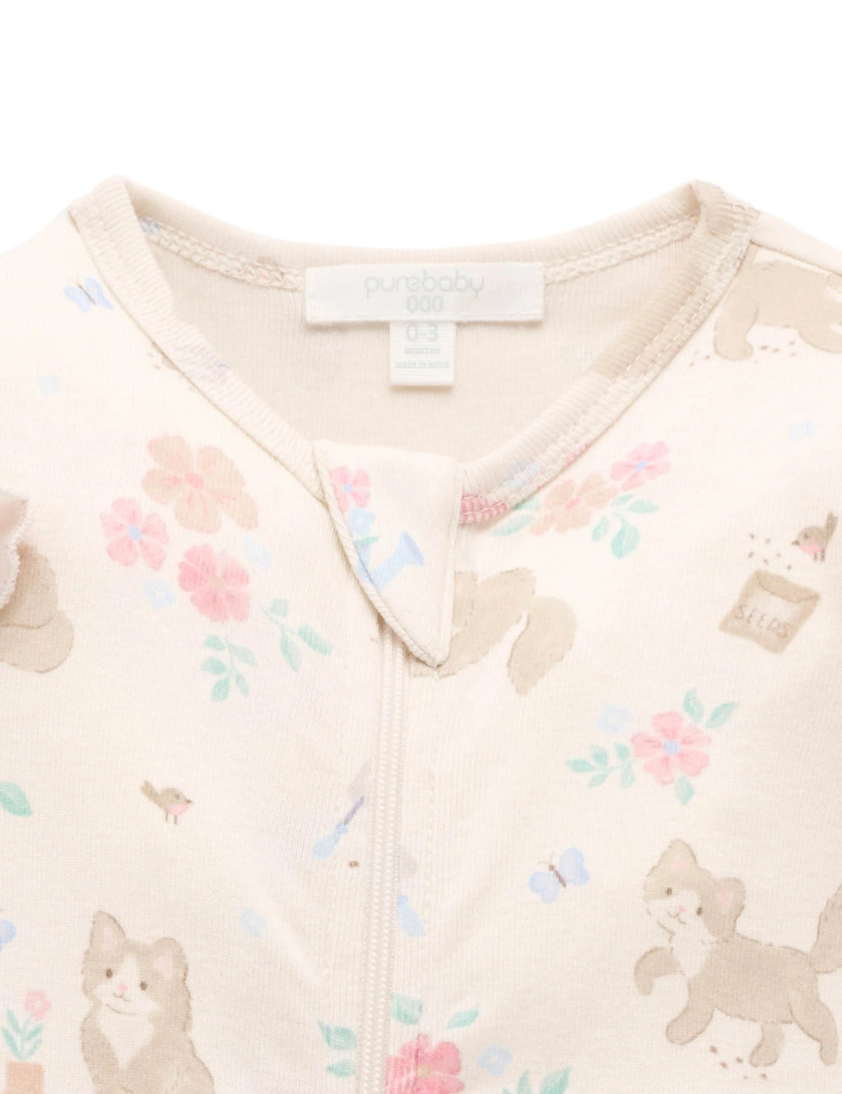 Garden Kitten Printed Zip Growsuit