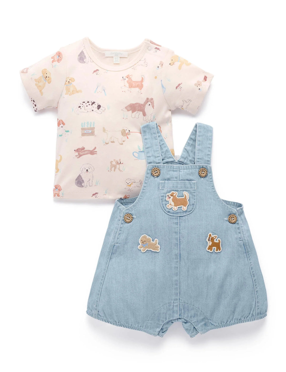 Puppy Denim Overall Set
