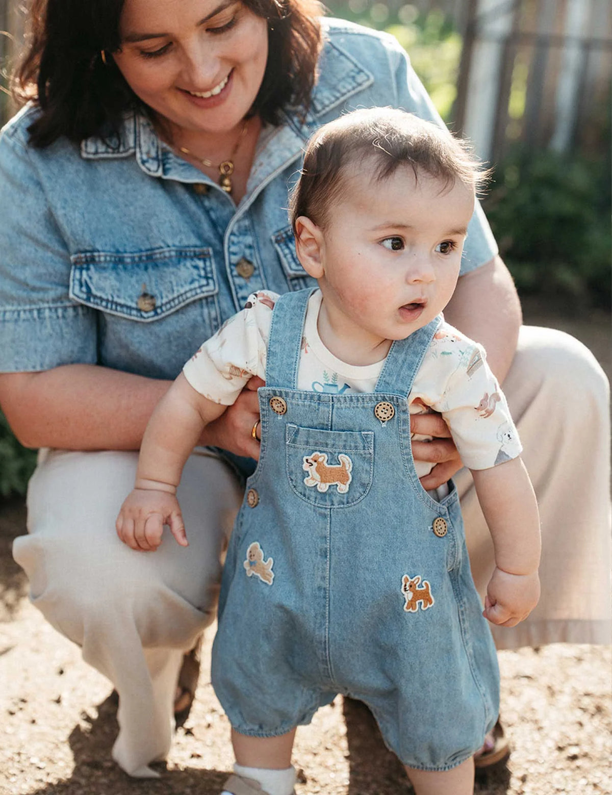 Puppy Denim Overall Set