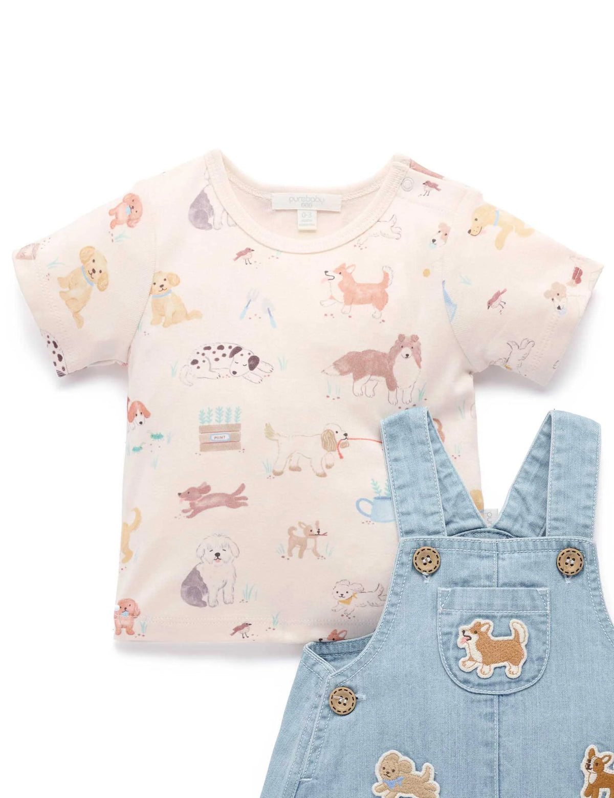 Puppy Denim Overall Set