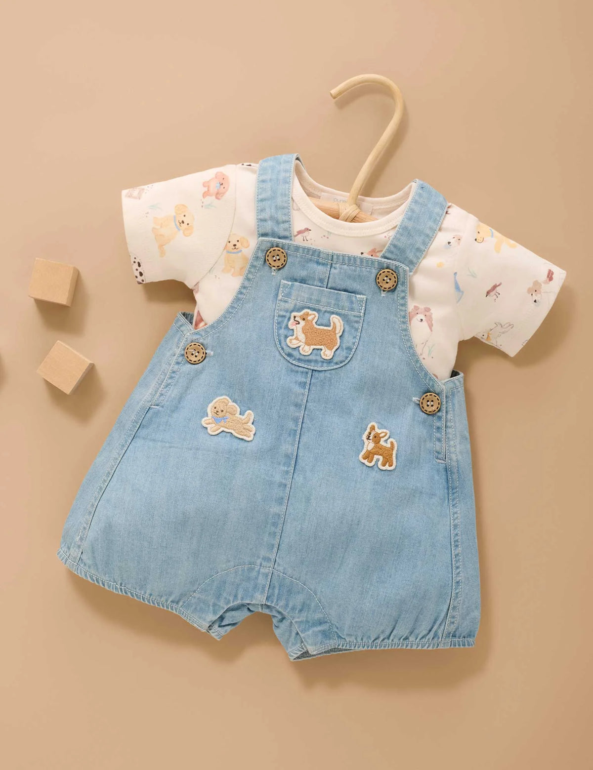 Puppy Denim Overall Set