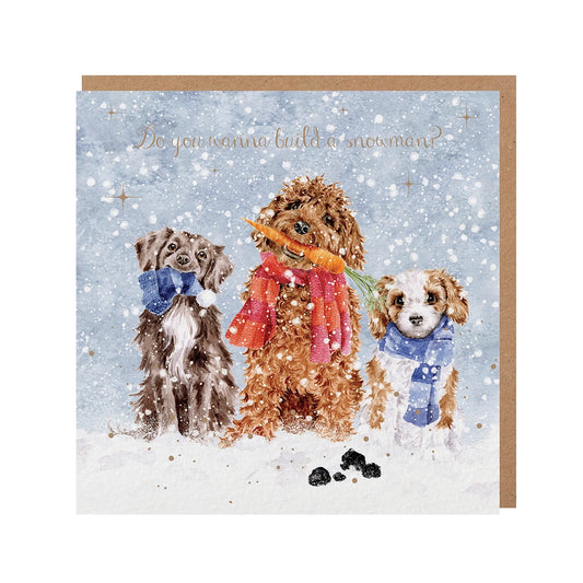 Wrendale Designs Christmas Card - ‘ Do You Wanna Build a Snowman?’ (Dogs)