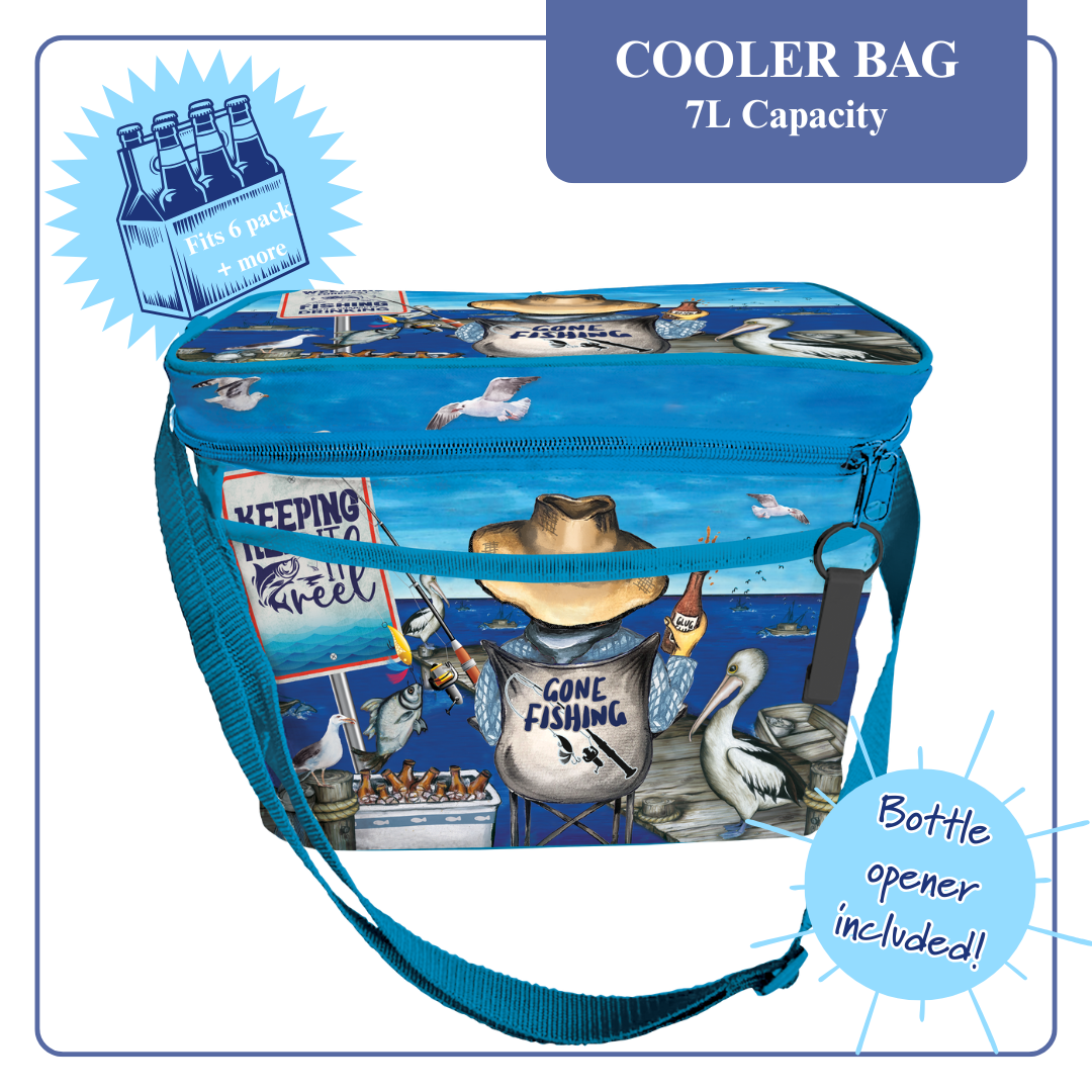 Happy Hour Insulated Cooler Bag - Gone Fishing