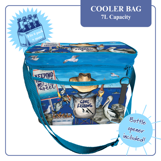 Happy Hour Insulated Cooler Bag - Gone Fishing