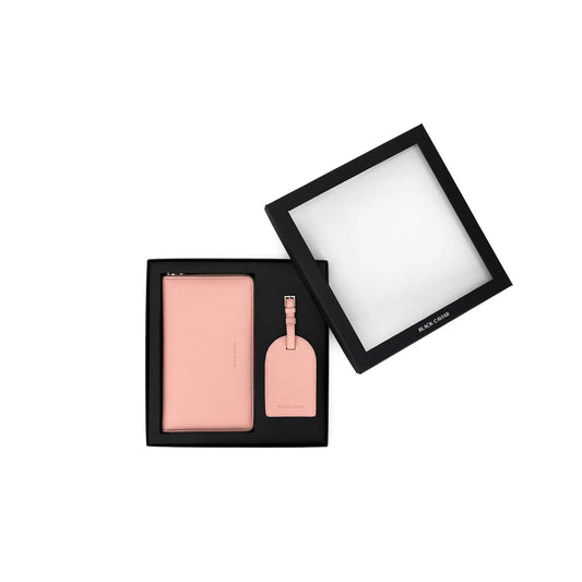 Luggage Tag Pink & Voyager Passport Wallet Gift Set