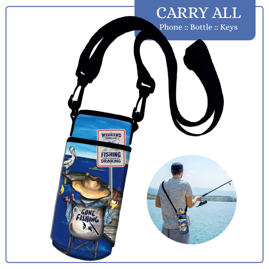 Water Bottle & Phone Carry All - Gone Fishing