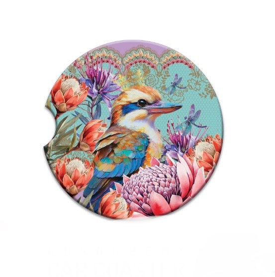 Ceramic Absorbent Car Coaster - Vintage Kookaburra