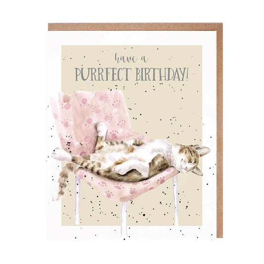 Wrendale Designs Card - Have a Purrfect Birthday! (Tabby)