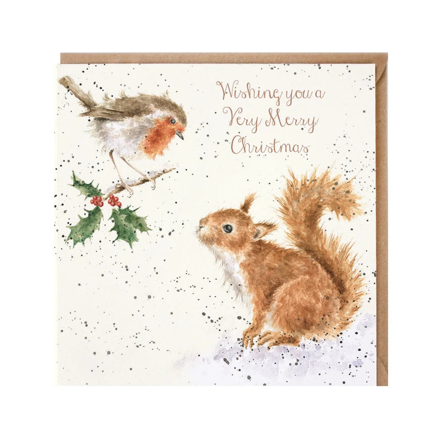 Wrendale Designs Christmas Card - ‘Very Merry Christmas’ (Robin & Squirrel)