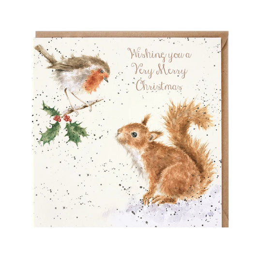 Wrendale Designs Christmas Card - ‘Very Merry Christmas’ (Robin & Squirrel)