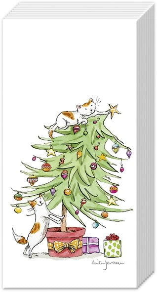 Christmas Pocket Tissues - Cats in the Tree