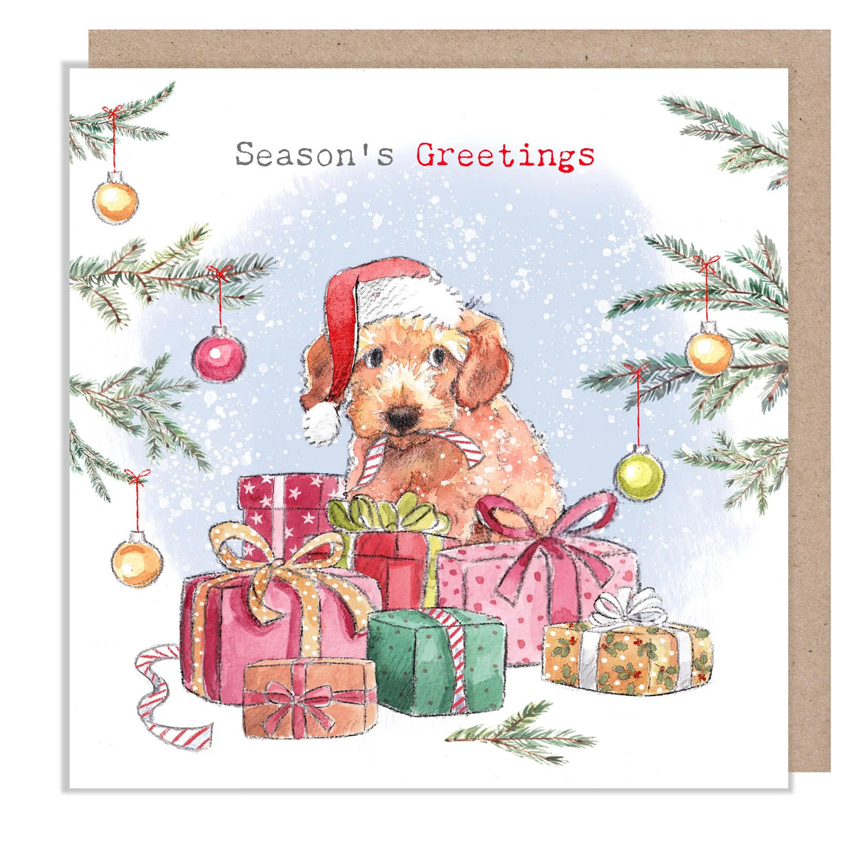 Paper Shed Design Christmas Card - Puppy with Presents