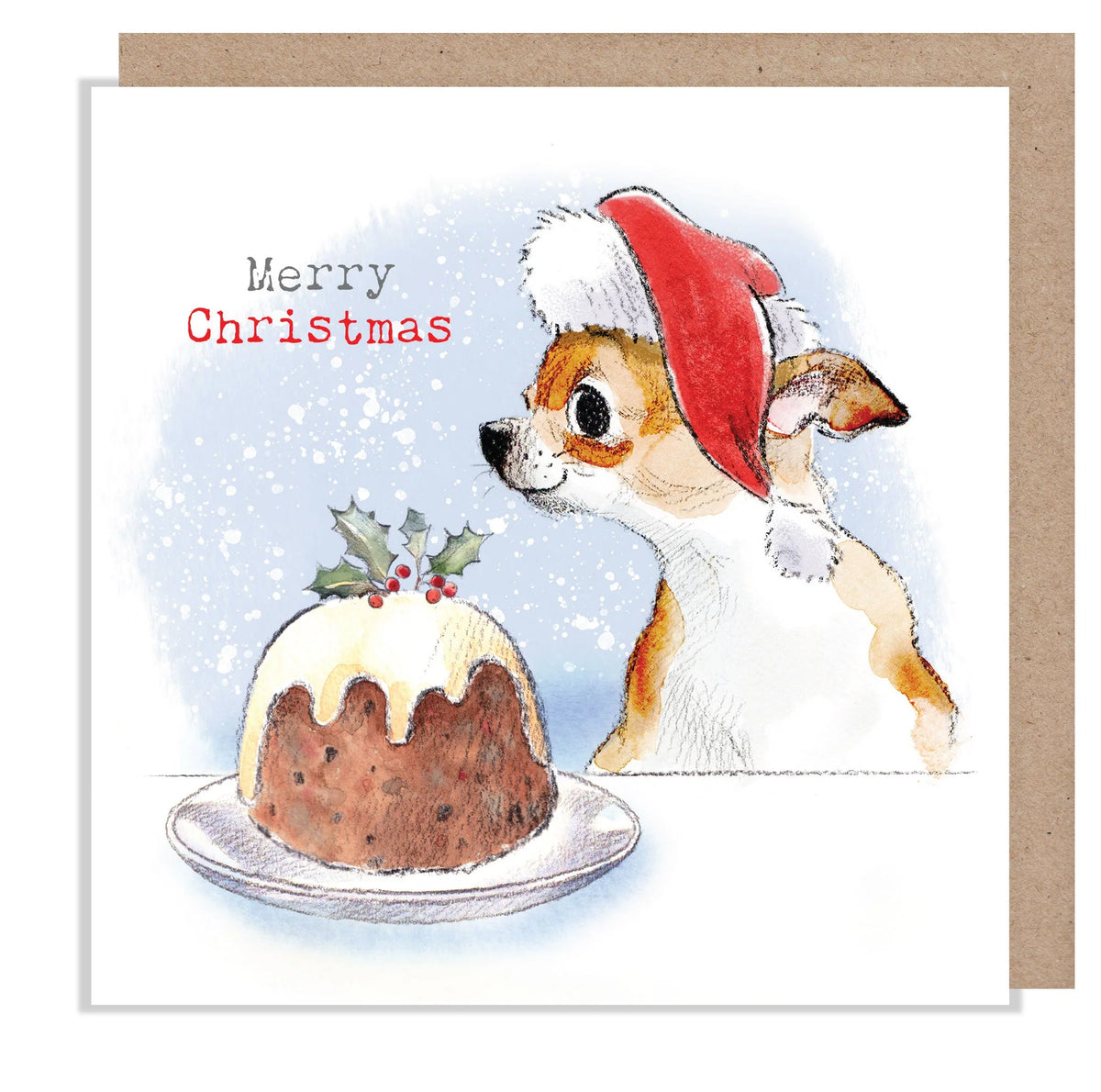 Paper Shed Design Christmas Card - Chihuahua With Christmas Pudding