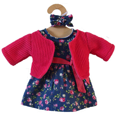 Hopscotch Dolls Clothes - Blue Floral Dress with Pink Jacket