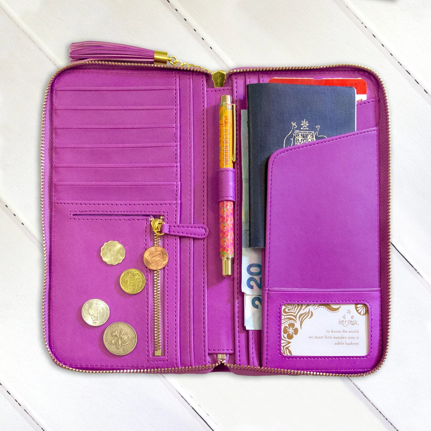 Faux Leather Travel Clutch - Berry Bliss