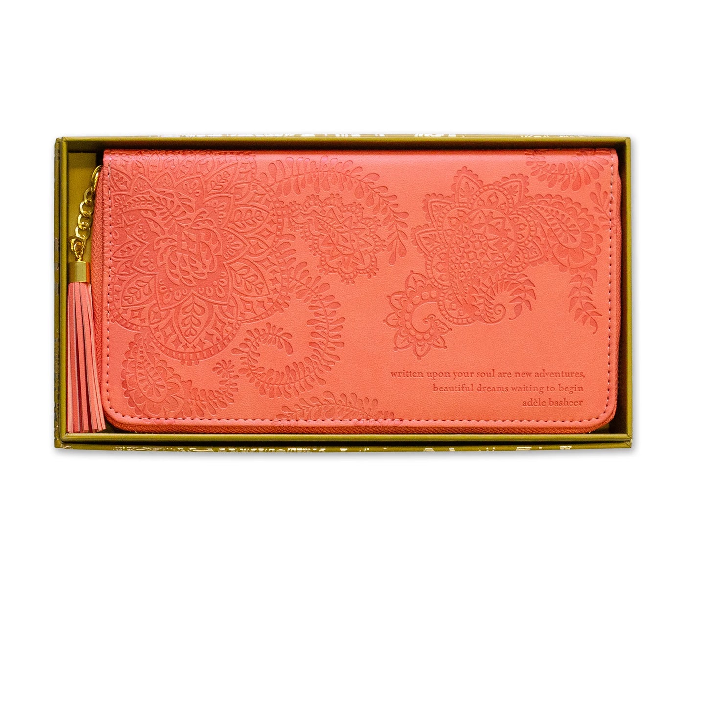Faux Leather Travel Clutch - Peach