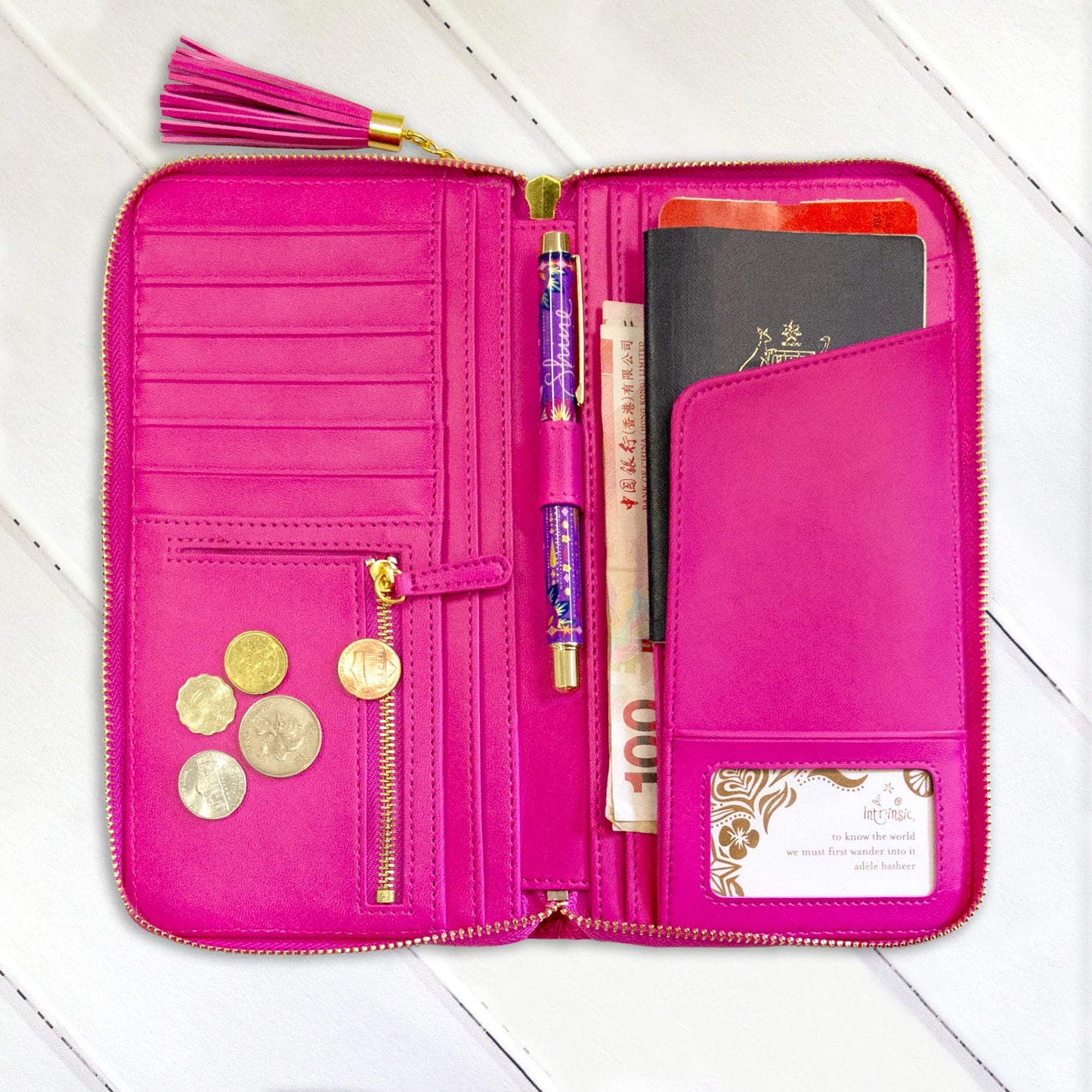 Faux Leather Travel Clutch - Positively Pink