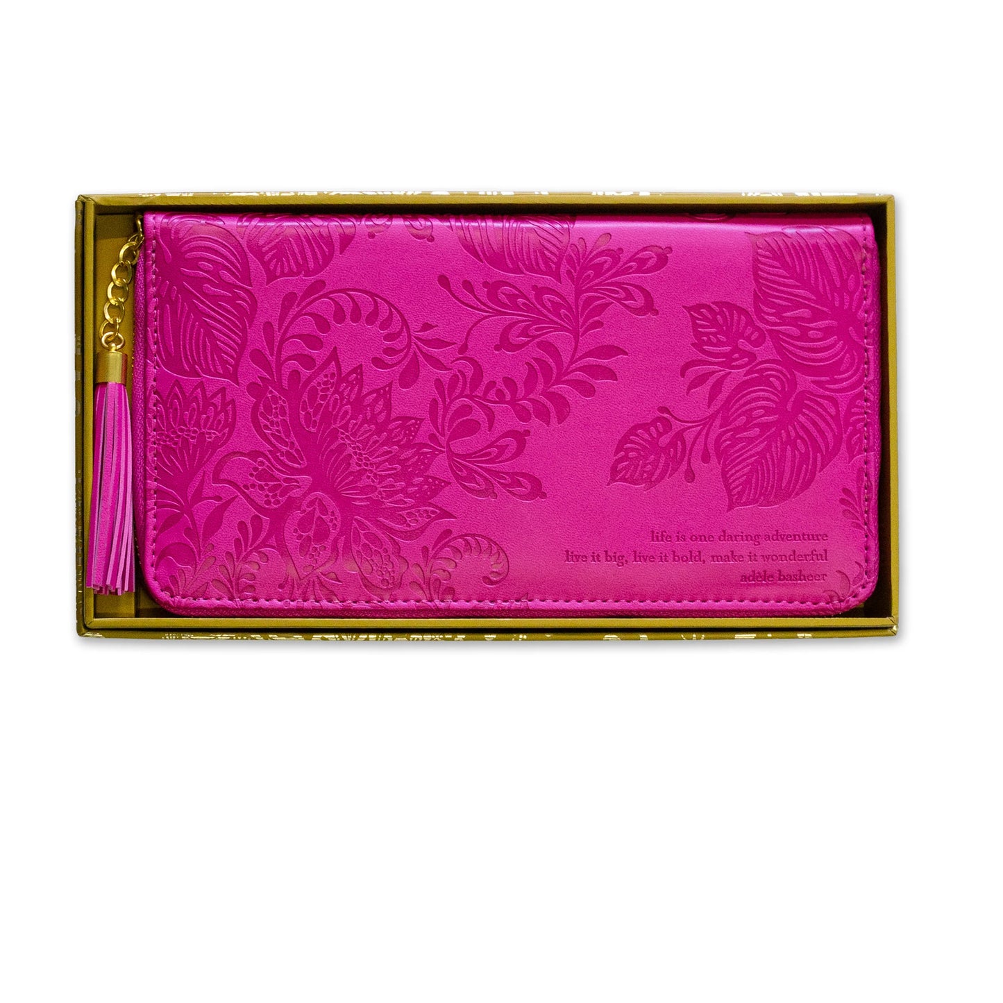 Faux Leather Travel Clutch - Positively Pink