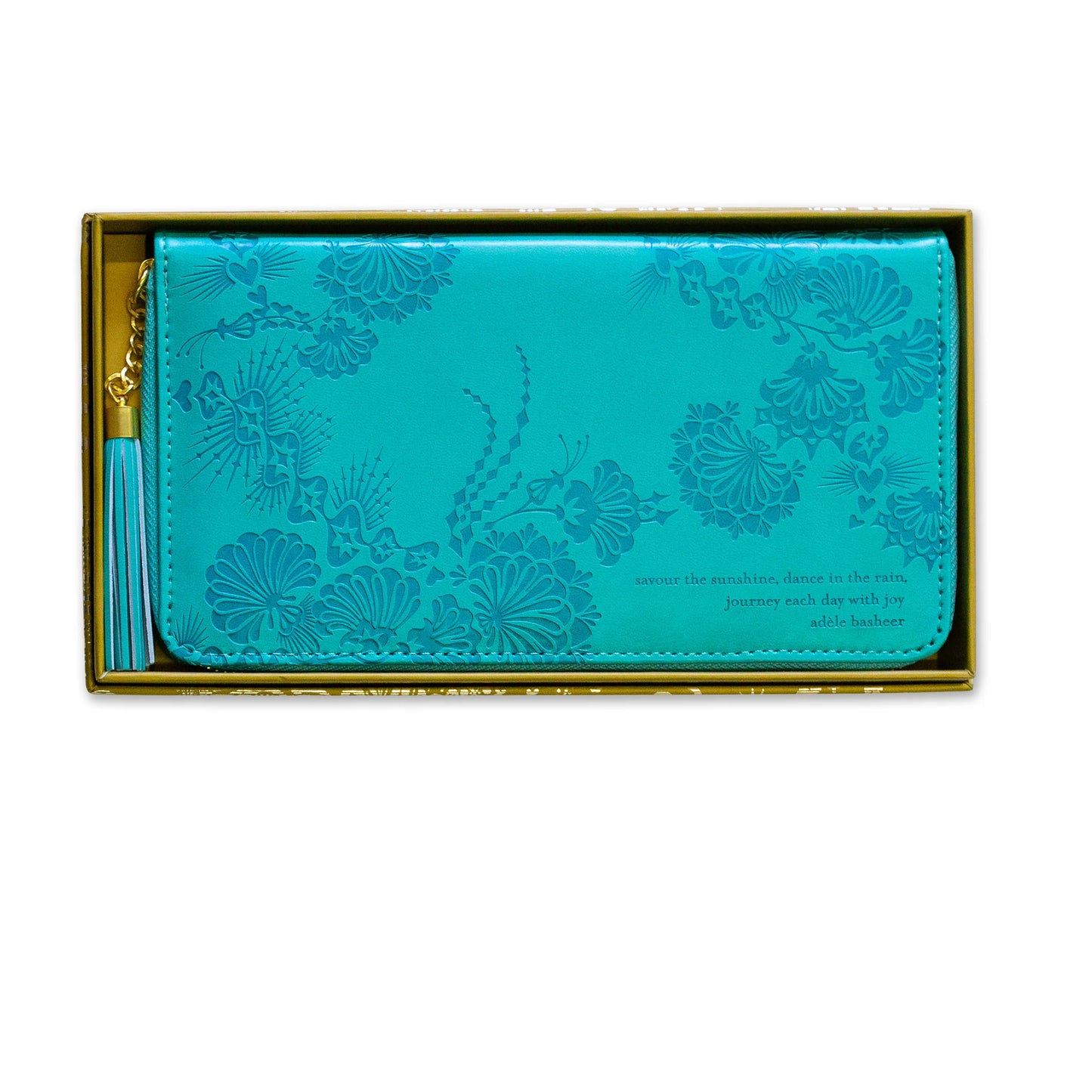 Faux Leather Travel Clutch - Turquoise Twist