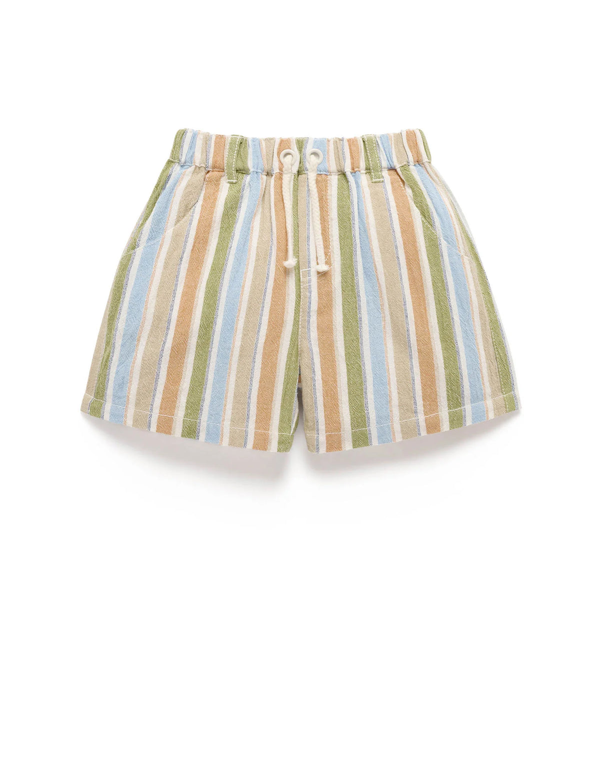 Olive Stripe Pull On Shorts