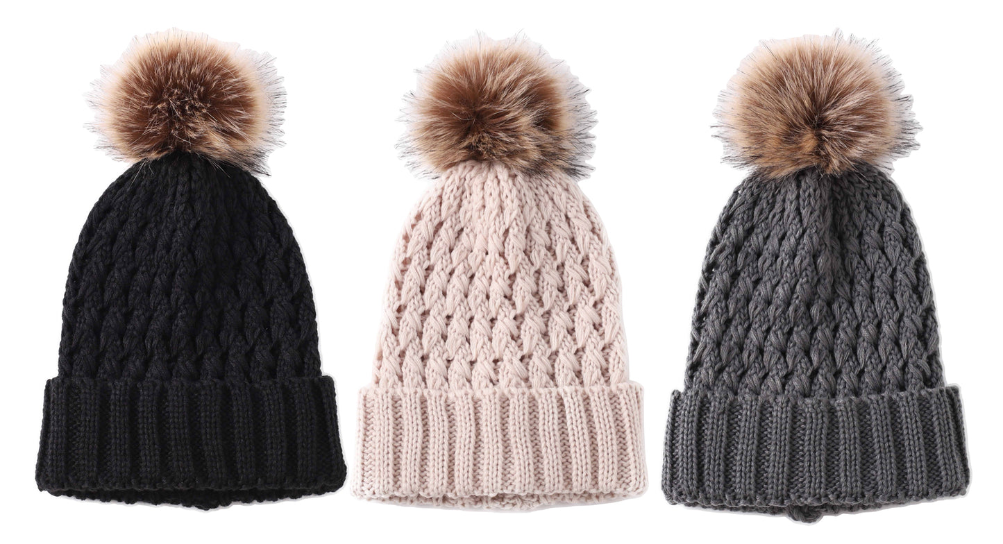 Chunky Knit Bobble Beanie