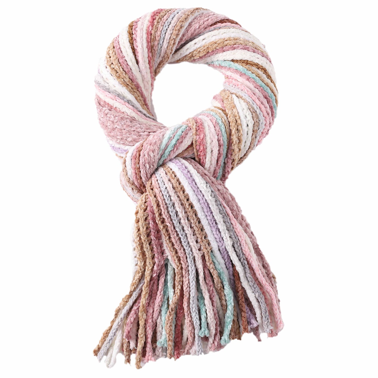 Chunky Knit Multicoloured Stripes Winter Scarf