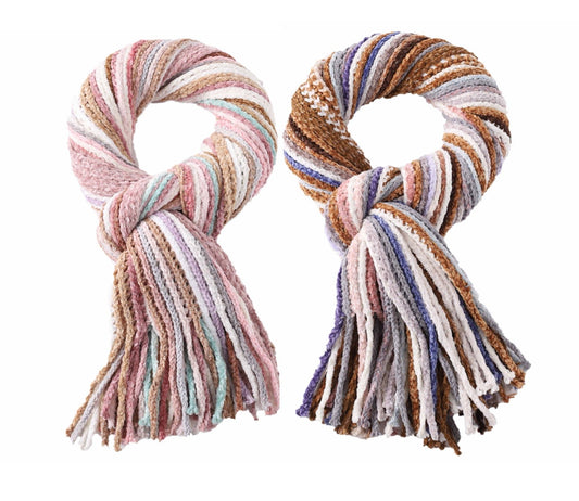 Chunky Knit Multicoloured Stripes Winter Scarf