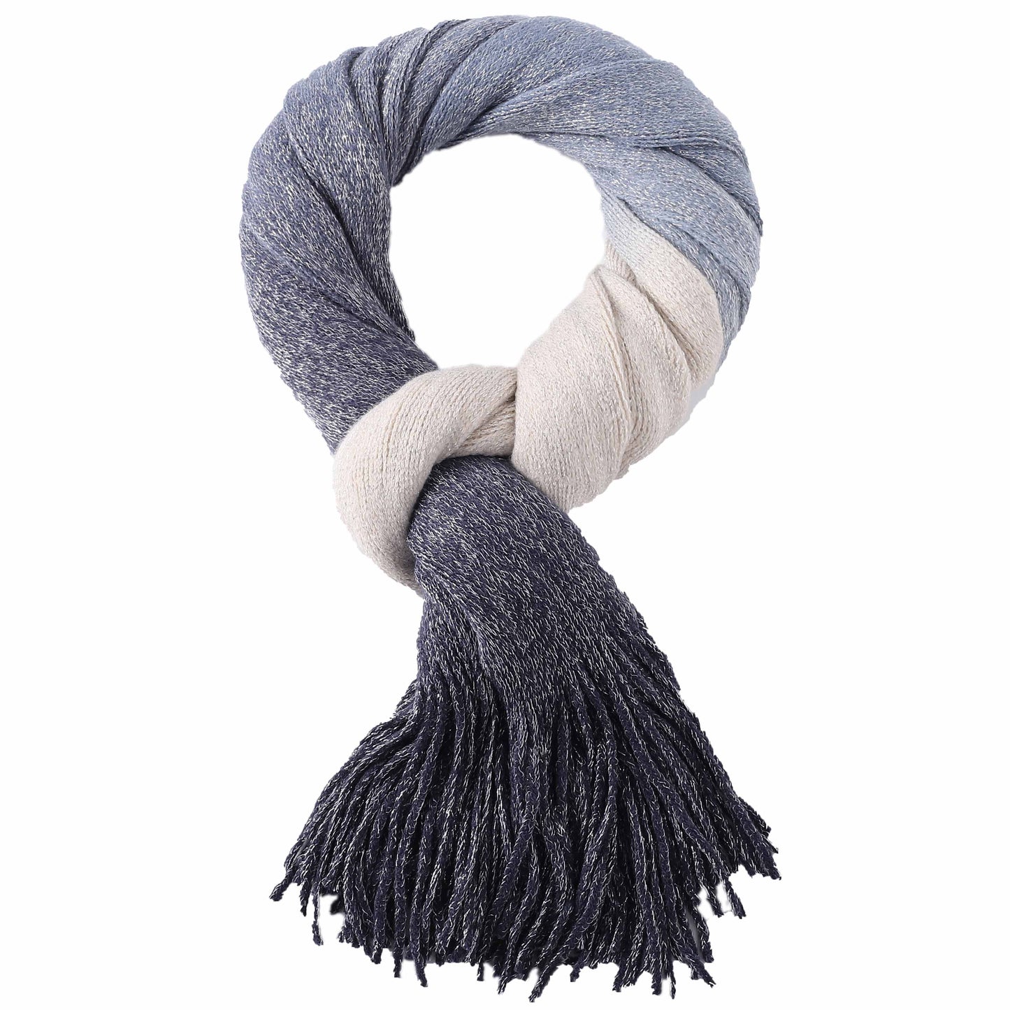 Dark Blue/Natural Glittery Scarf