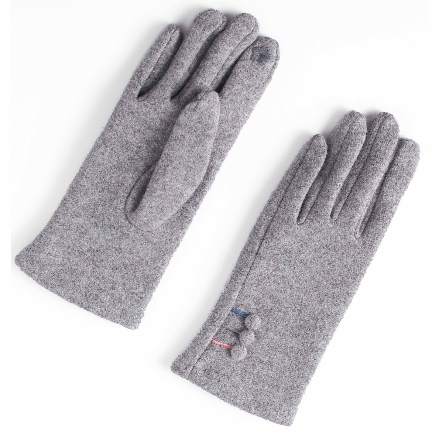 Gloves with Three Multicoloured Stripes & Buttons