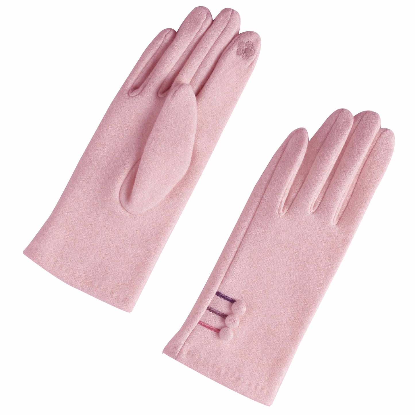 Gloves with Three Multicoloured Stripes & Buttons