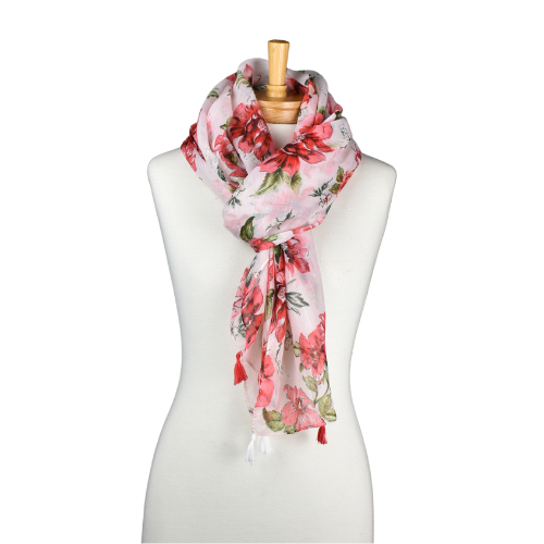 White Buttercup Flower Tassel Scarf