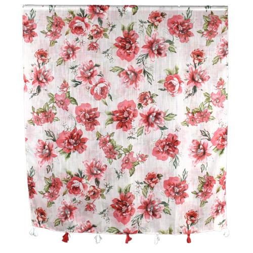 White Buttercup Flower Tassel Scarf