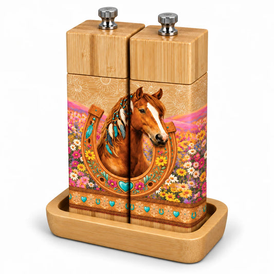 Bamboo Salt & Pepper Grinder Set with Tray - Lucky Country