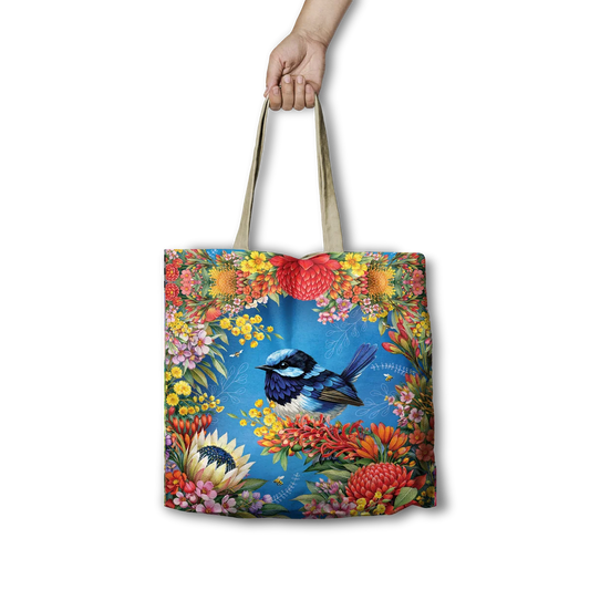 Reusable Shopping Bag - Floral Fairy Wrens