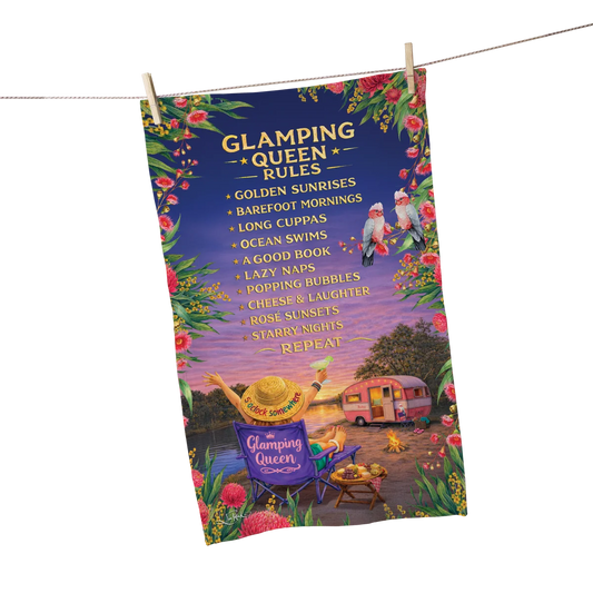 Cotton Tea Towel - Glamping Queen Rules