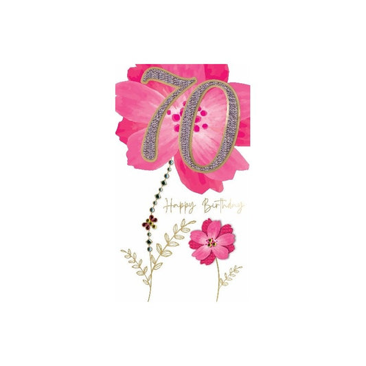 Card - 70, Happy Birthday (Pink Flower)