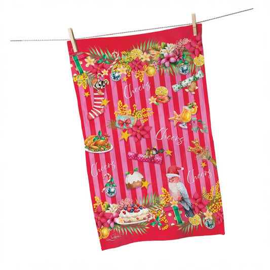 Cotton Tea Towel - Christmas Crackers